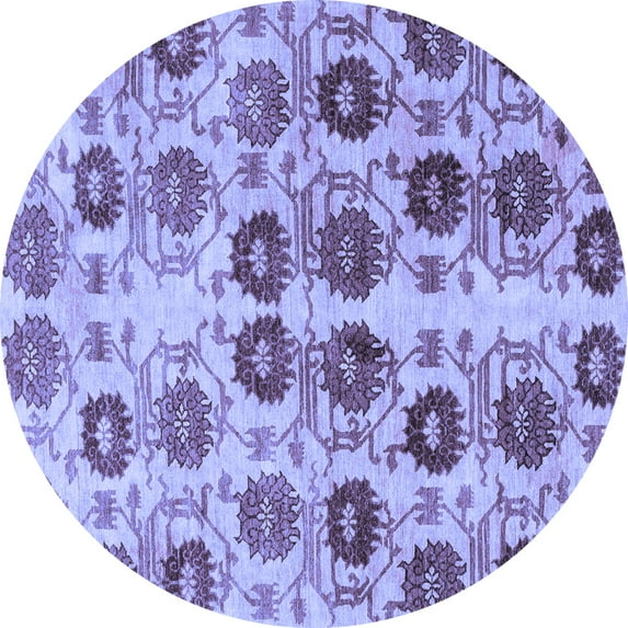 Ahgly Company Indoor Round Abstract Blue Modern Area Rugs, 6' Round