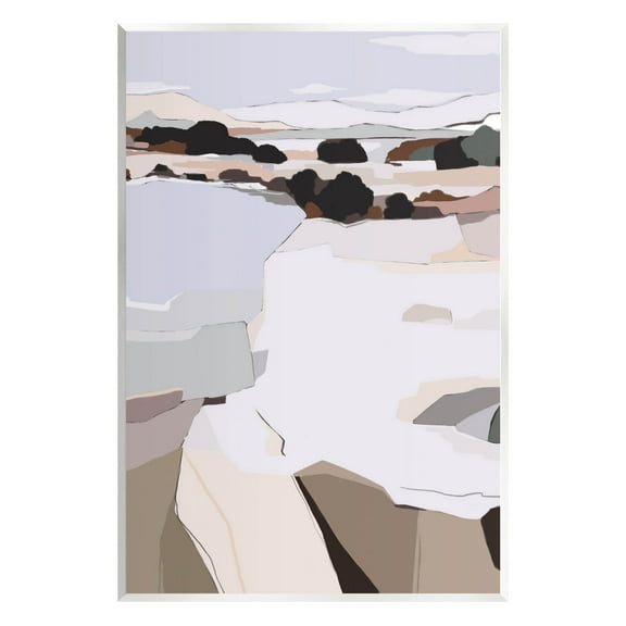 Stupell Industries Abstract Lake Cliffs Landscape Painting Graphic Art Unframed Art Print Wall Art, Design by Nikita Jariwala