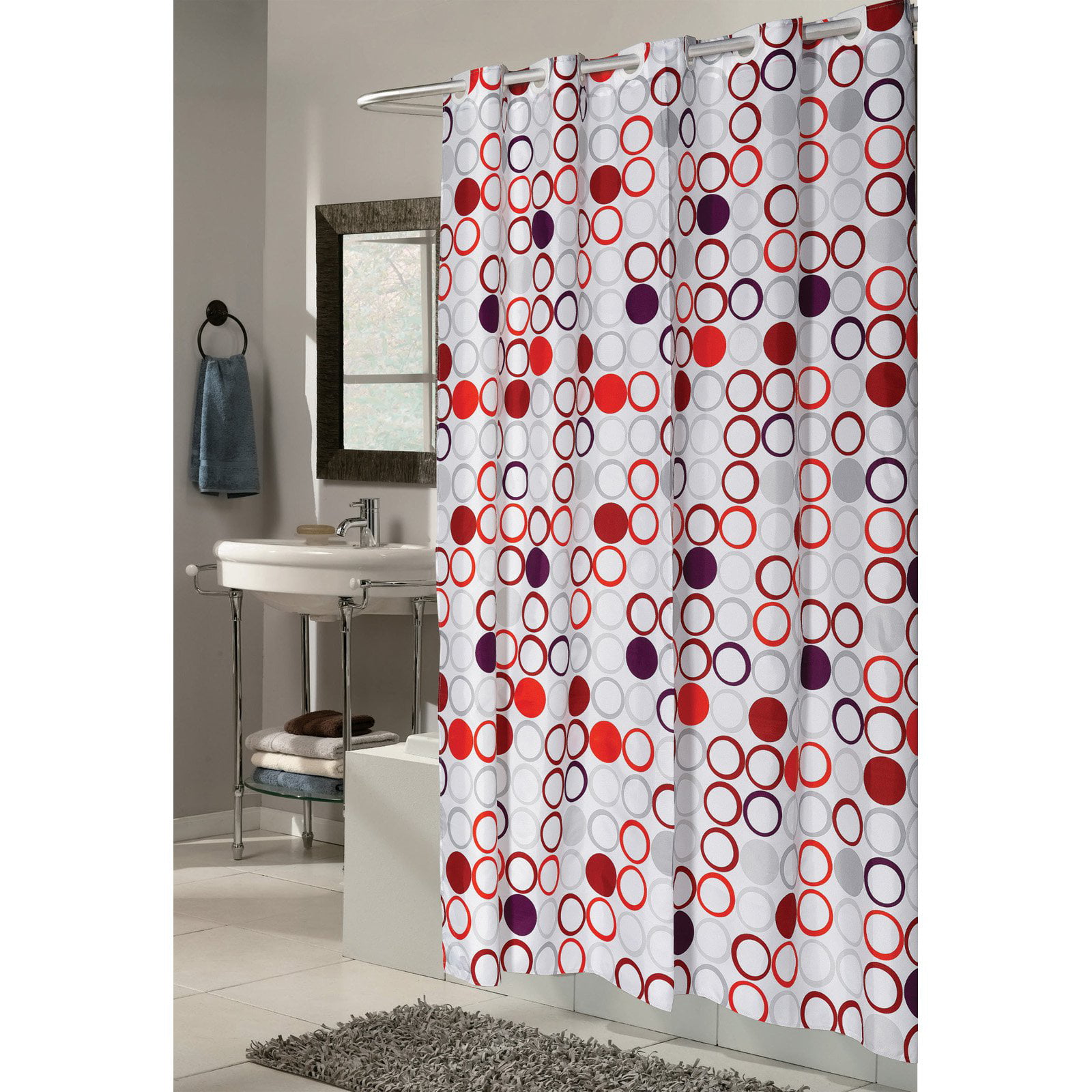 Ez On Fabric Shower Curtain With Built In Shower Curtain Hooks