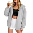 thumbnail image 5 of ASDFVBKG Oversized Hoodies For Women Zip Up Sweatshirt Fall Winter Pockets Loose Fit Outerwear Light Gray L, 5 of 5