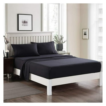 Bed Sheet, King Sheet Set 4-Piece 3000 Thread Count Microfiber Bed Sheet Set Deep Pocket Up to 14" - Soft Wrinkle & Fade Resistant, Hypoallergenic Luxury Bedding Set, Black