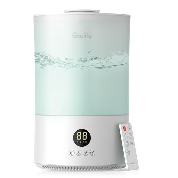 Grelife Humidifiers for Home Bedroom, 4L Top Fill Cool Mist Humidifiers