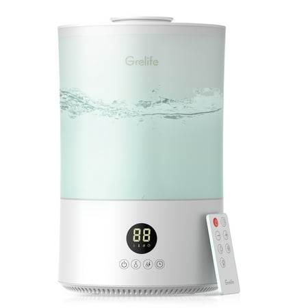 

Grelife Humidifiers for Bedroom 4L Cool Mist Top Fill Ultrasonic Air Humidifier with Remote Control Night Light 200-400 sq. ft