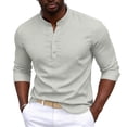 thumbnail image 2 of Yaoyar Men's Henley Shirt Long Sleeve Loose Button up Shirts Basic Tee 2026 Summer Hippie Casual Beach, 2 of 8