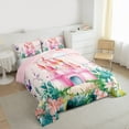 thumbnail image 4 of Feelyou Kawaii Pink Castle Bedding Comforter Set for Girl, Dreamy Fairy Tale Twin Comforter Sets, Spring Flower Floral Reversible Bedding Set, Microfiber Bedroom Decor, 2-Piece, 4 of 9