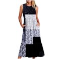 thumbnail image 1 of Fankiway Robe Longue Ample Sans Manches à Poches Col Rond Imprimé Robes d'Été pour Femmes Liquidation Robes pour Femmes Grande Taille Liquidation, 1 of 4