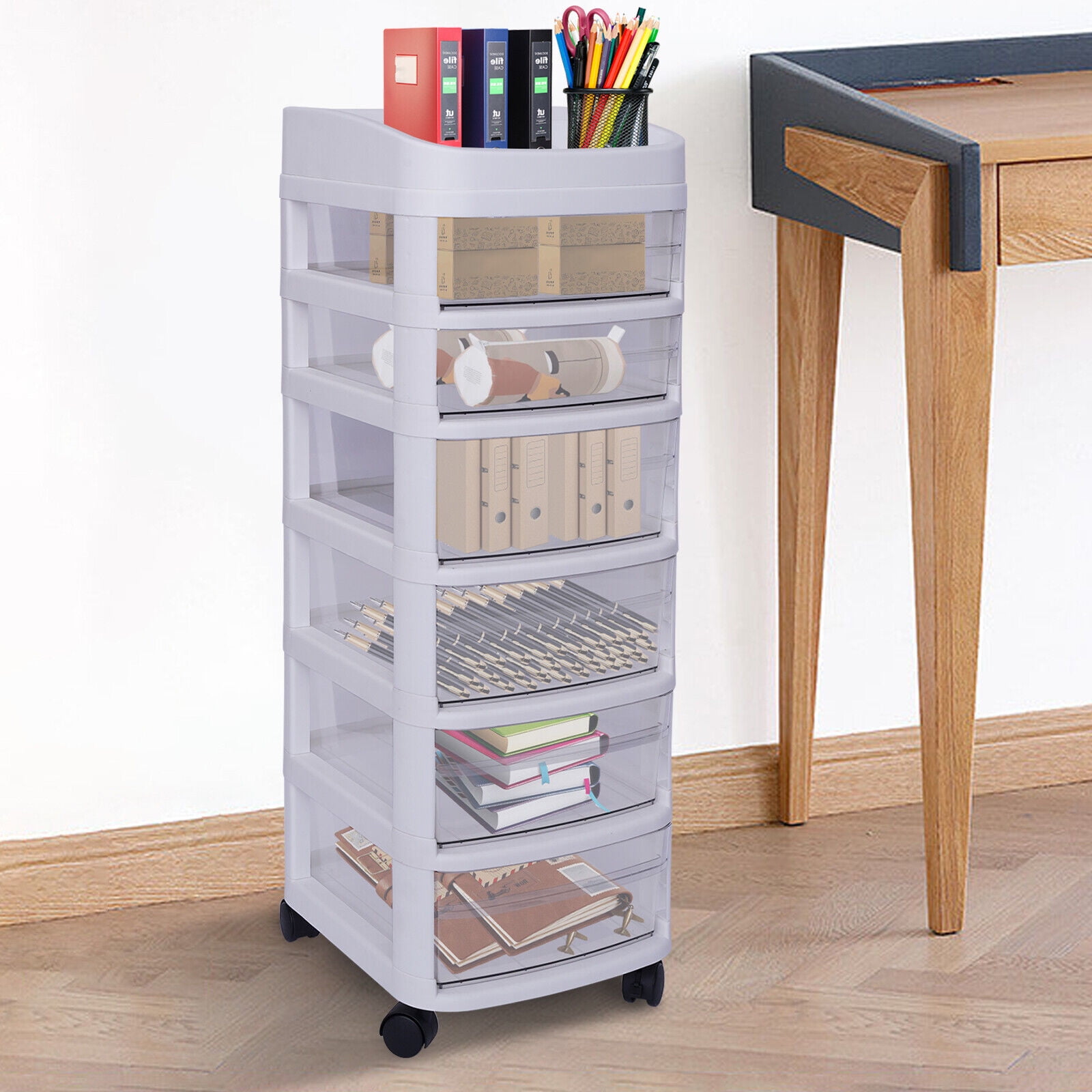 TFCFL 6 Drawer Plastic Storage Rolling Cart Makeup Organizer