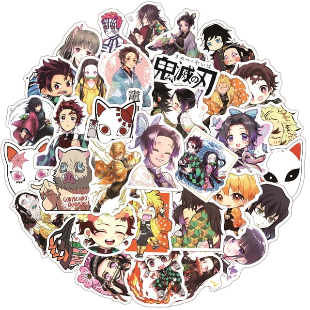 Pegatinas Demons Slayers Anime, vinilo impermeable, 50 unidades