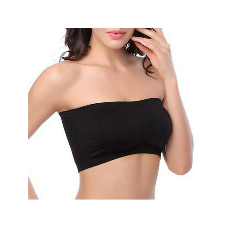 Womens Strapless Padded Bra Bandeau Tube Top Removable Pads Seamless Crop  Colors 