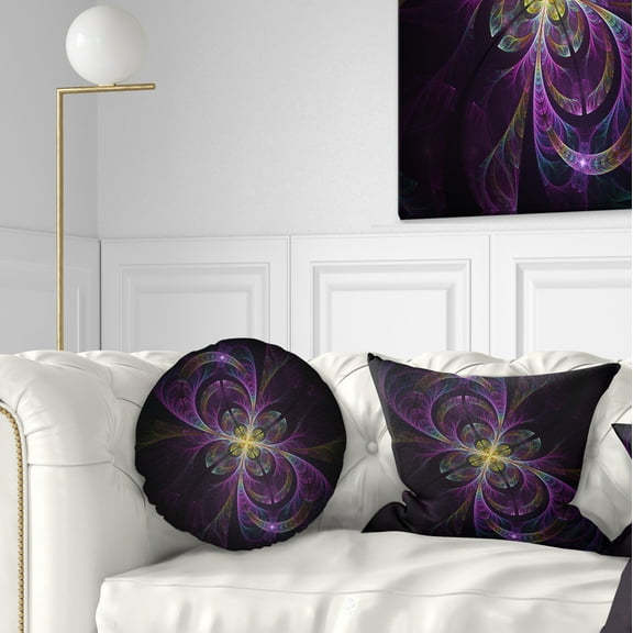 Designart Purple Abstract Floral Shapes - Floral Throw Pillow - 12x20