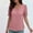 Pink, variant on Pink Lace Blouse For Womens V Neck Solid Color Tops Loose Slightly Stretchy Elegant Casual Top for Work Office Daily Wear