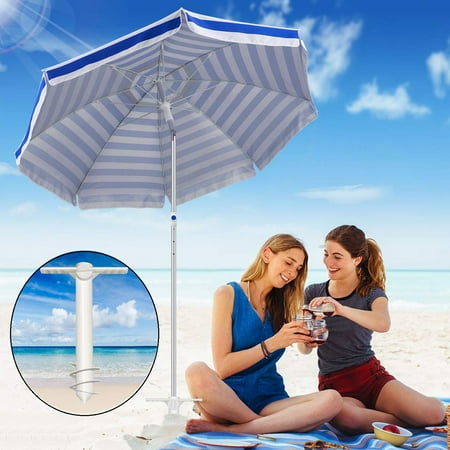 Patio Umbrella Anchors Peroptimist Beach Umbrella Sand Anchor with 3-Tier Screw Can Adjustable Fits All Safe Stand Holder for Strong Wind (White) ()