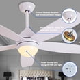 thumbnail image 2 of 52" White Ceiling Fans with Noiseless DC Motor and LED Lights Remote Control Modern Ceiling Fan Bedroom Ceiling Fan with 3 LED Light Colors, 2 of 7