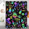 thumbnail image 3 of FRAMICS Ensembles de Rideaux de Douche Blacklight d'Halloween avec Tapis, Ensembles de Salle de Bain 16 Pcs Colorés Pumpkin Ghost, Décor de Rideau de Salle de Bain en Tissu Imperméable avec Crochets, 3 of 10