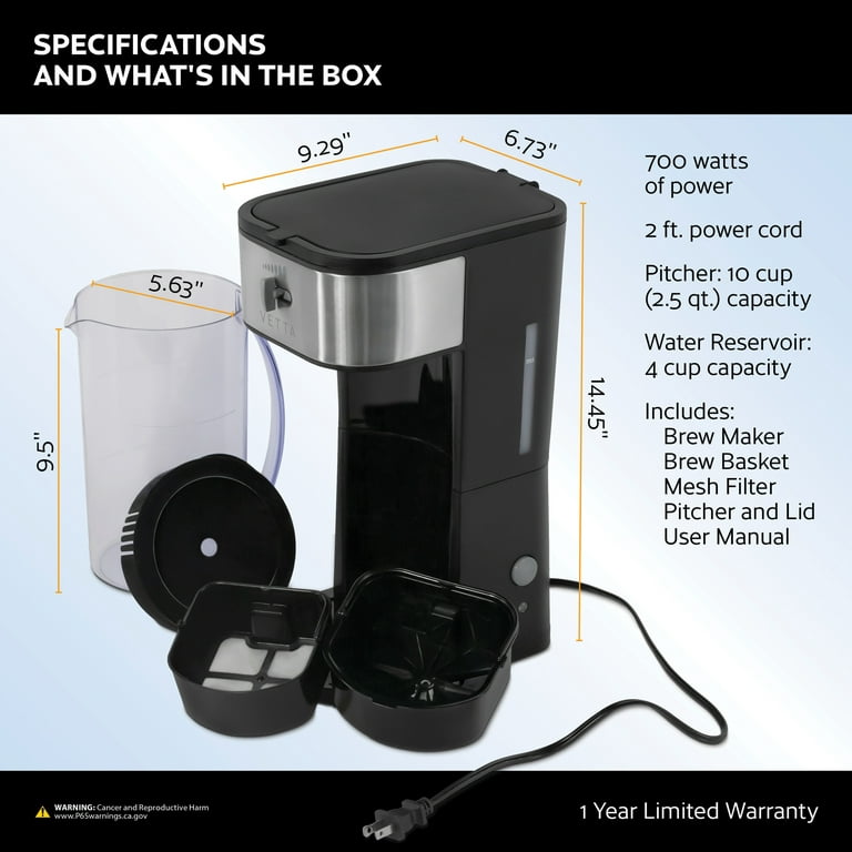 Mr Coffee Iced Tea Maker Comparison 2 QT VS 2.5 Quart Tea Cafe Brewing  System 