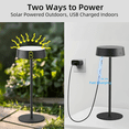 thumbnail image 3 of 2 Pack Cordless LED Table Lamp, USB Rechargeable + Solar Powered Outdoor Lamps For Patio Table, IP65 Waterproof, 3 Colors, Dimmable, 4000mAh Battery, Touch Control, Portable Night Light,White, 3 of 11