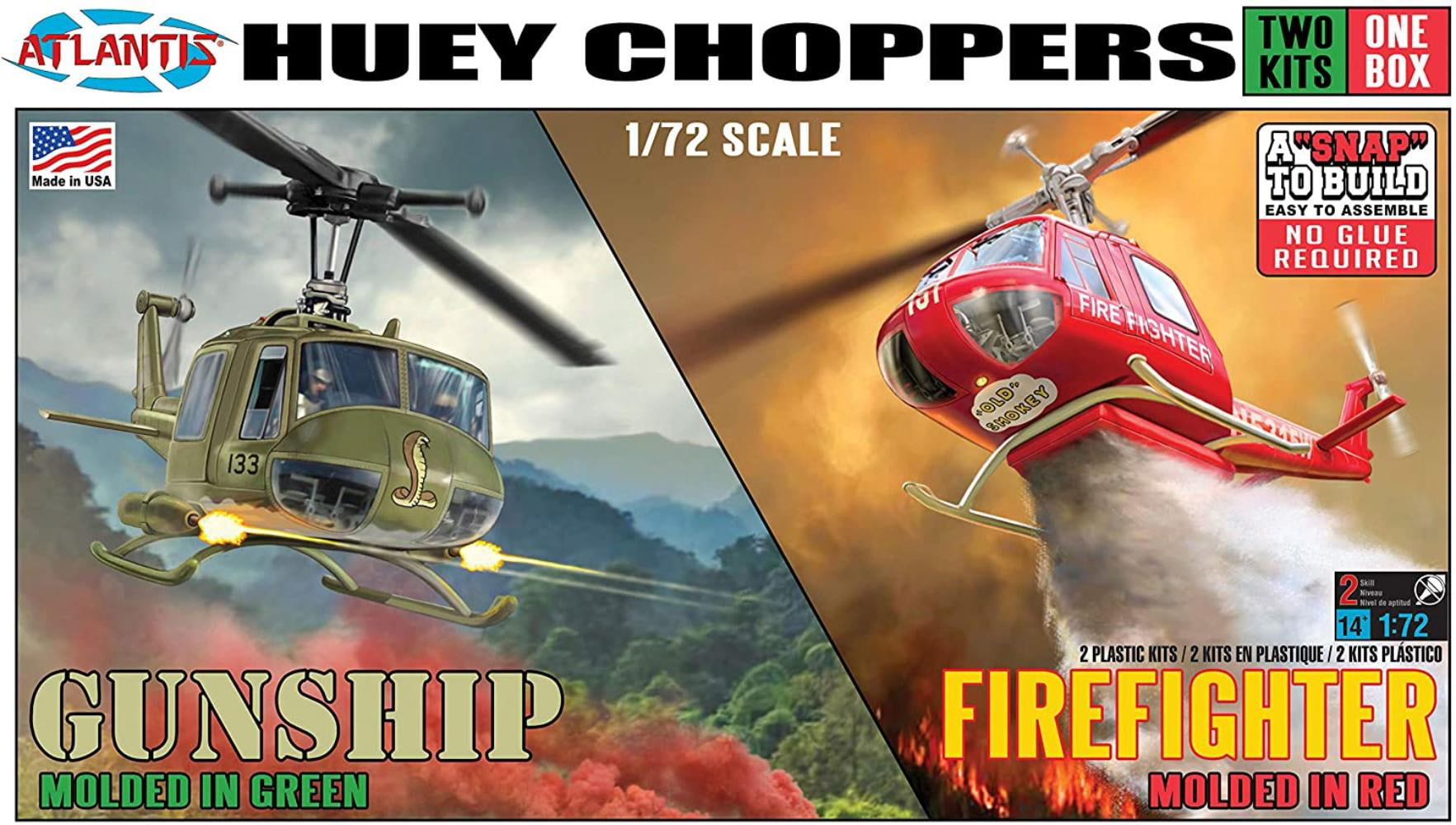 Huey Chopper 2 Pack Snap Forest Fire Rescue and Vietnam Gunship Helicopter Model Kit Atlantis, Build and be Happy! Made in the USA By Visit the Atlantis Store