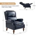thumbnail image 5 of Vegan Leather Manual Recliner Set of 2 Roll Arm Nailhead Wood Leg Living Room Navy, 5 of 8