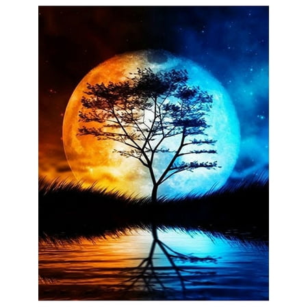 5D DIY Wall Landscape Full Diamond Painting Tree Sunset Art Craft Kit Home Decor
