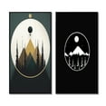 thumbnail image 2 of Designart "Green Blue Moonlit Peaks Minimalism" Abstract Landscape Framed Wall Art Set Of 2 - Modern Blue Frame Gallery Set For Office Decor, 2 of 6