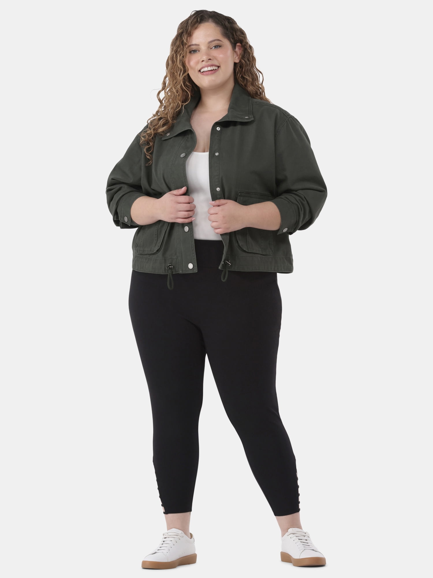 Terra & Sky Women's Plus Size Denim Utility Jacket, Sizes 0X-5X