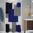 thumbnail image 2 of Stall Shower Curtain Navy Blue and Black White Modern Fabric Waffle Weave Polyester Shower Curtain Grey Geometric Textured Indigo Blue Shower Curtains for Bathroom with Hooks, 36x72 Inches, 2 of 5