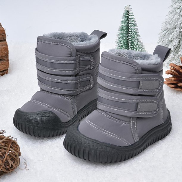Botas de nieve de invierno para niños con forro polar, zapatos casuales de algodón, botas de algodón para bebés de hombres y mujeres con fondo suave y cálidas
