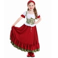 thumbnail image 2 of Otqutp 2-16 Years Children German Oktoberfest Clothes for Little/Big Girls Dirndl Dresses Traditional Bavarian Plaid MIdi Dress Carnival Festive Outfits(Red-4,14-16 Years), 2 of 9