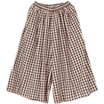thumbnail image 5 of SOMER Women's Capri Plaid Pants Elastic Waist  Gingham Wide Leg Palazzo Pants,Coffee, 5 of 6