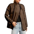 thumbnail image 1 of Chaqueta Corta de Mujer con Colores Contrastantes, Estilo Casual y Ligera, Ideal para Otoño e Invierno. Abrigo de Moda. Marrón L, 1 of 8