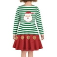 thumbnail image 3 of Renewold Green Stripe Dress for Teen Girls Long Sleeve Crew Neck Santa Snowflake T-Shirt Sundress Size XL Cozy Up Stretchy Skater Dresses,Christmas Day, 3 of 4