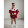 thumbnail image 5 of BemeyourBBs Valentines Day Baby Girls Outfit Smocked Bubble Rompers Long Sleeve Lover Heart Embroidery Bodysuit Spring Clothes, 5 of 9