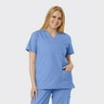 thumbnail image 1 of SPECTRUM UNIFORMS Scrub Tops Medical Unisex V-Neck Yoga Soft Fabric Medical Professionals Hospital and Lab Workwear Nurse Top Ceil Blue, 1 of 5