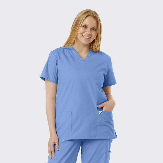 SPECTRUM UNIFORMS Scrub Tops Medical Unisex V-Neck Yoga Soft Fabric Medical Professionals Hospital and Lab Workwear Nurse Top Ceil Blue