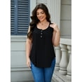 thumbnail image 2 of JYLFC Womens V Neck Plus Size Tank Pleated Henley Sleeveless Tops, Black 4XL, 2 of 6