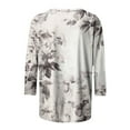 thumbnail image 5 of Pompotops T-shirt Mode Femme Imprimé Manches 3/4 Blouse Col Rond Hauts Décontractés en Solde, 5 of 5