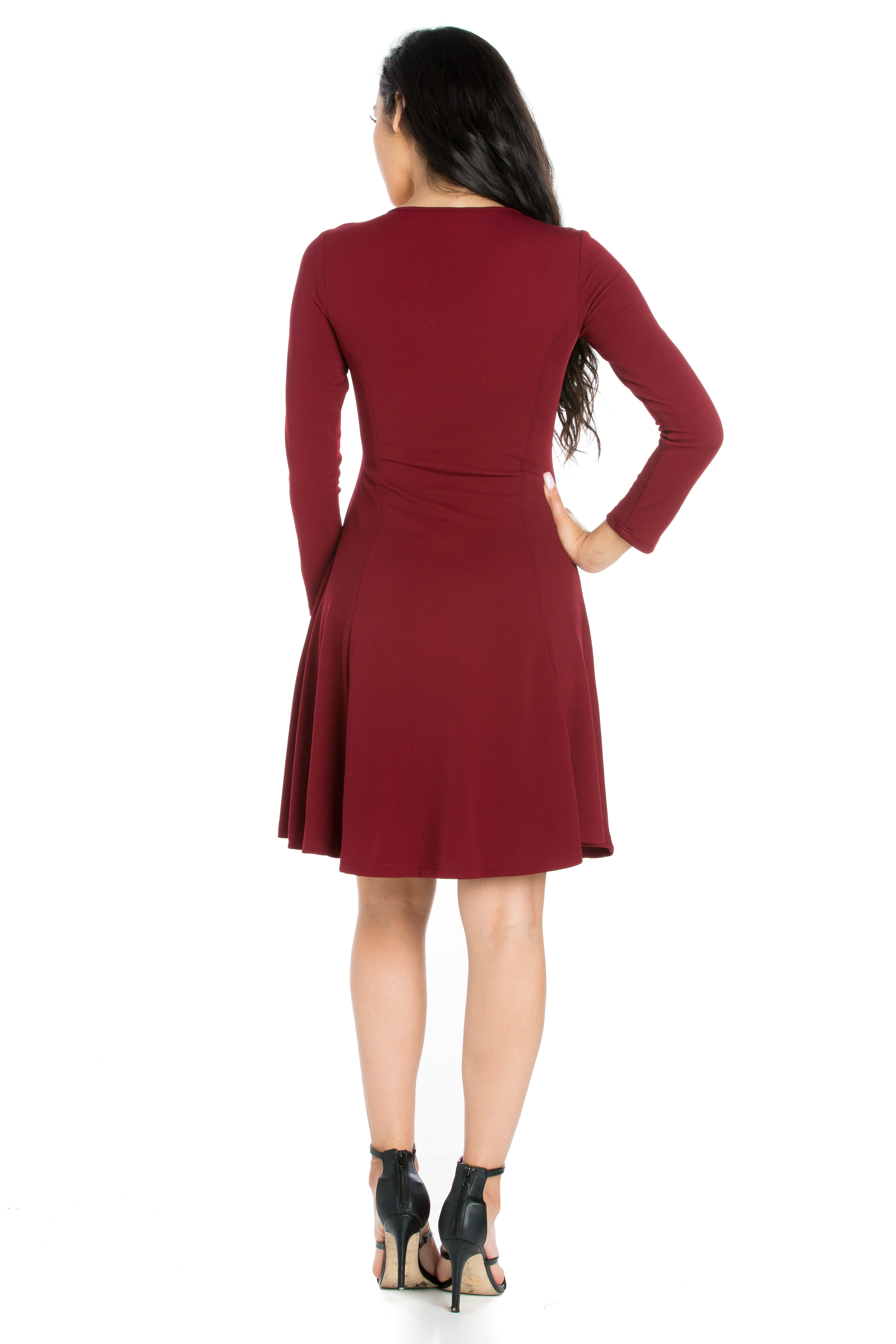 24/7 Comfort Apparel Women's Long Sleeve Knee Length Skater