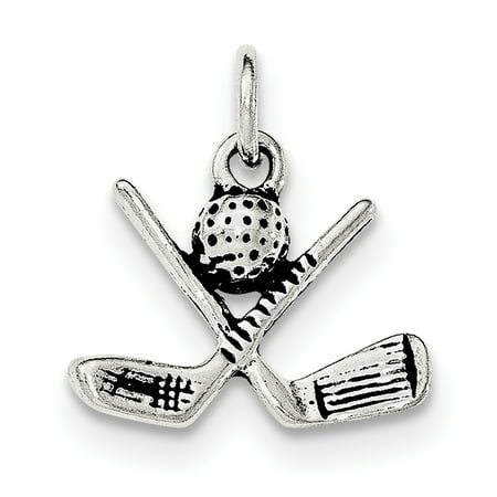 Sterling Silver Antiqued Golf Clubs & Golf Ball Pendant - SKU (Best Golf Club To Chip With)