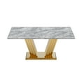 thumbnail image 4 of 70" Faux Marble Dining Table for 6-8 Guests, Modern Rectangle Top with Chrome Stainless Steel Base, Space-Saving Kitchen/Living Room Table (Gold/Grey), 4 of 9