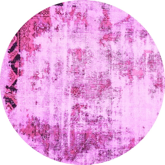 Ahgly Company Indoor Round Abstract Pink Modern Area Rugs, 3' Round