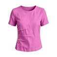 thumbnail image 7 of Josdec Women's Cotton Linen Blend Round Neck Short Sleeve Side Button Detail Casual Summer Beach Vacation Top S-XXXL, 7 of 7