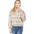 thumbnail image 3 of MixMatchy Women's Long Sleeve Neck Zipper Inca Print Sherpa Pullover, 3 of 6