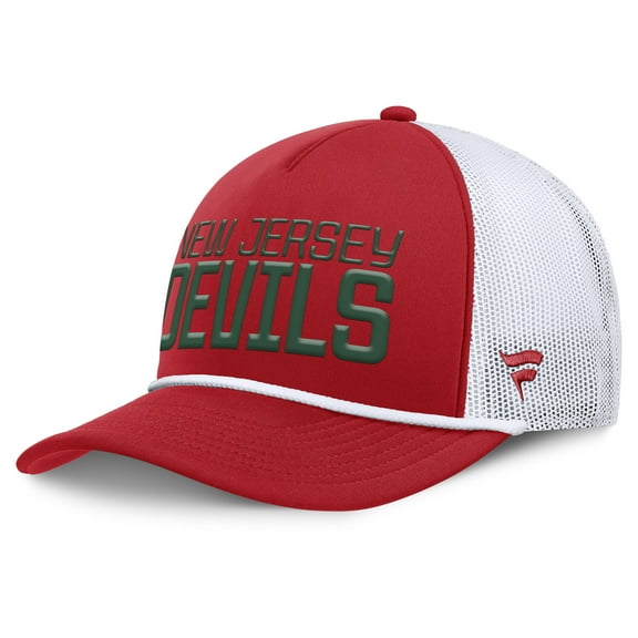 Men's Fanatics Red/White New Jersey Devils Heritage Dutch A-Frame Trucker Adjustable Hat
