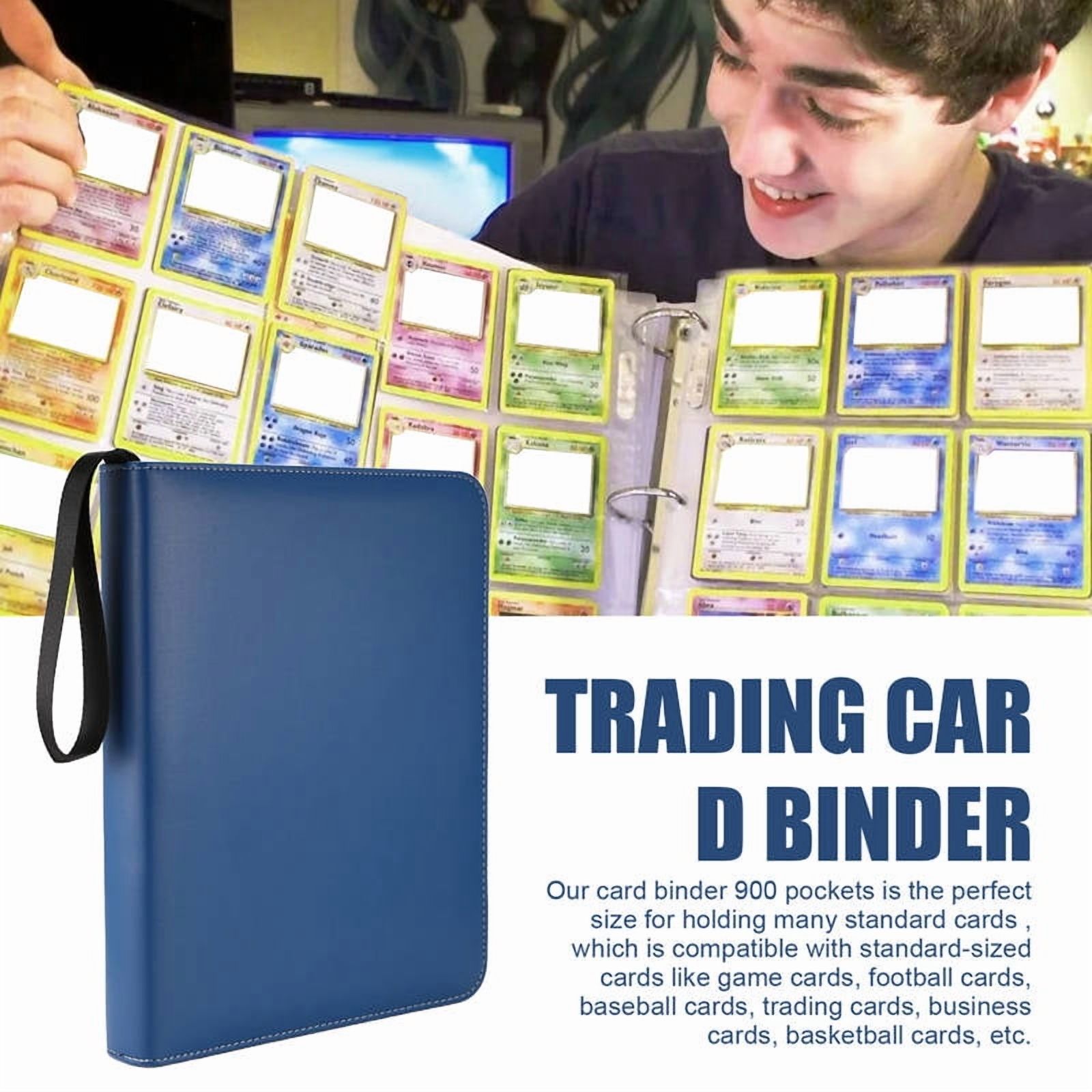 Trading Card Binder 9 Pocket, Card Binder with Zipper, Card Case for Game/Football/Baseball Card