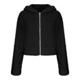 thumbnail image 6 of Aellinatey Cropped Fleece Jackets for Women Fashion Zip Up Plush Sherpa Warm Coats Comfy Soft Long Sleeve Fuzzy Hooded Outerwear, 6 of 10