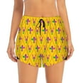 thumbnail image 2 of Goofa Mardi Gras Crayfish and Fleur de lis Printed Women 2 in 1 Running Shorts,Quick Dry Athletic Workout Shorts,High Waisted Athletic Shorts with Liner Pockets-Small, 2 of 9
