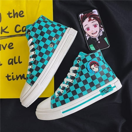 

Dropshipping Men Anime Shoes Demon Slayer Tanjirou Zenitsu Inosuke Kyoujurou Comic Cosplay Sneakers Women Casual Shoes High Top