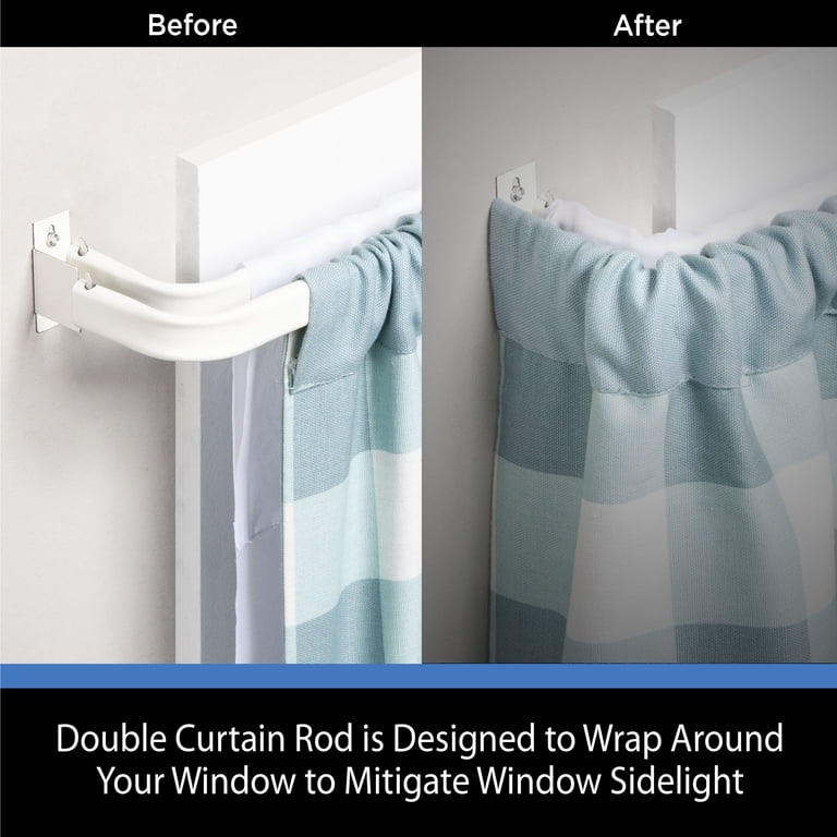 Adjustable Double Curtain Rod 28-48 Inches White 2 Pack photo 5