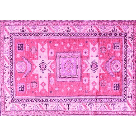 Ahgly Company Indoor Rectangle Geometric Pink Traditional Area Rugs, 2' x 4'