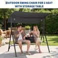 thumbnail image 6 of 2-Person Outdoor Patio Porch Swing Chair with Adjustable Canopy, Cup Holders, Pivot Storage Table and Cooler Bag, Sturdy Steel Frame for Backyard, Balcony and Poolside, 6 of 8